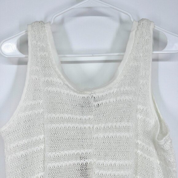 LC Lauren Conrad Top Stripe Ivory Sleeveless Knit Crochet Tank NWT - Picture 7 of 8